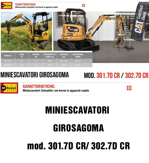 Miniescavatori girosagoma mod. 301.7D cr / 302.7D cr